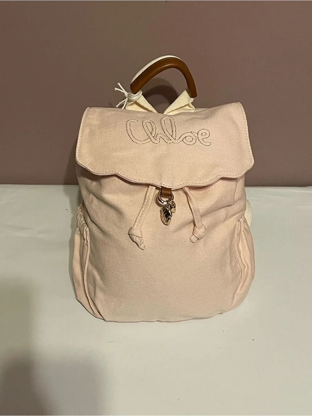 New authentic Chloe pink Drawstring Backpack